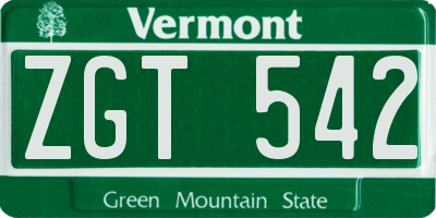 VT license plate ZGT542
