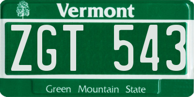 VT license plate ZGT543