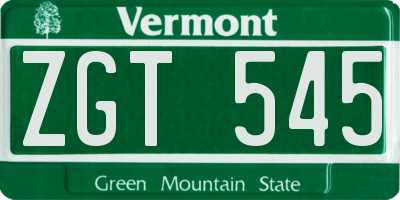 VT license plate ZGT545