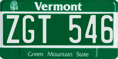 VT license plate ZGT546