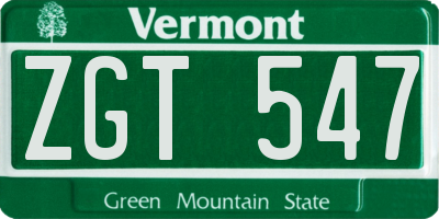 VT license plate ZGT547