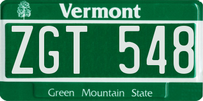 VT license plate ZGT548