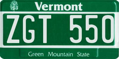 VT license plate ZGT550