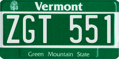 VT license plate ZGT551