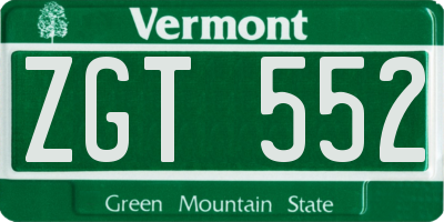 VT license plate ZGT552