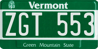 VT license plate ZGT553
