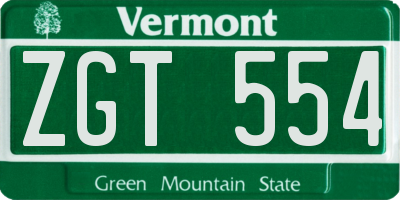 VT license plate ZGT554