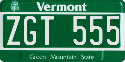VT license plate ZGT555