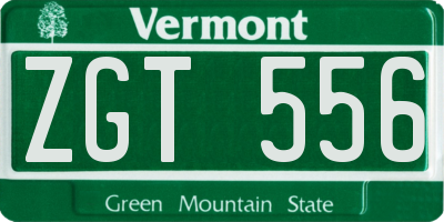 VT license plate ZGT556