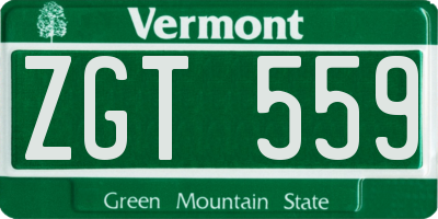 VT license plate ZGT559