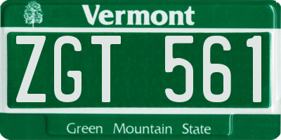 VT license plate ZGT561