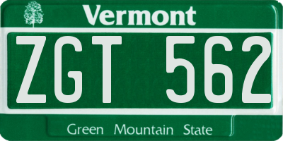 VT license plate ZGT562