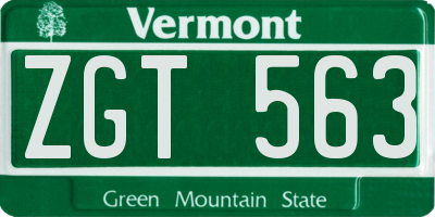 VT license plate ZGT563