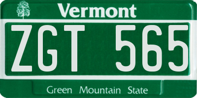 VT license plate ZGT565