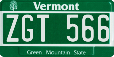 VT license plate ZGT566