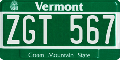 VT license plate ZGT567
