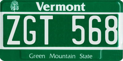 VT license plate ZGT568