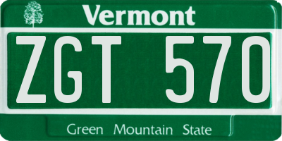 VT license plate ZGT570