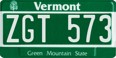 VT license plate ZGT573