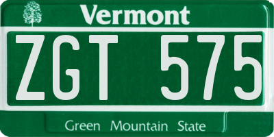 VT license plate ZGT575