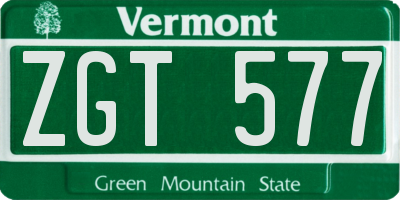 VT license plate ZGT577