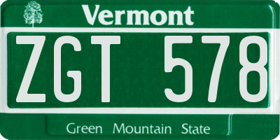 VT license plate ZGT578