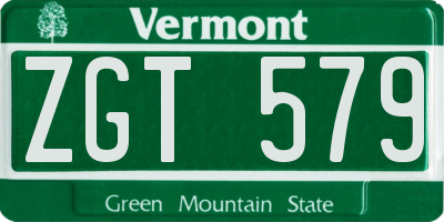VT license plate ZGT579