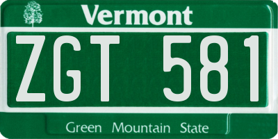 VT license plate ZGT581