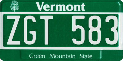 VT license plate ZGT583