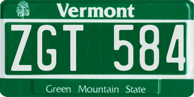 VT license plate ZGT584