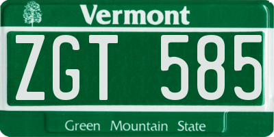 VT license plate ZGT585