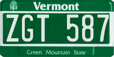 VT license plate ZGT587