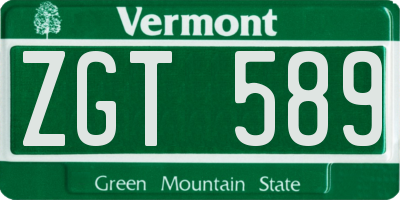 VT license plate ZGT589