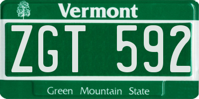 VT license plate ZGT592
