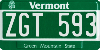VT license plate ZGT593