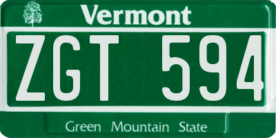 VT license plate ZGT594