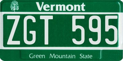 VT license plate ZGT595