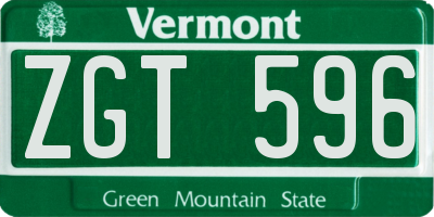 VT license plate ZGT596
