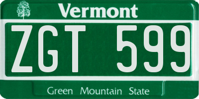 VT license plate ZGT599