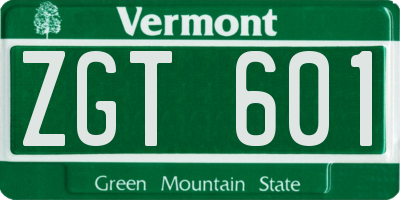VT license plate ZGT601