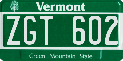 VT license plate ZGT602