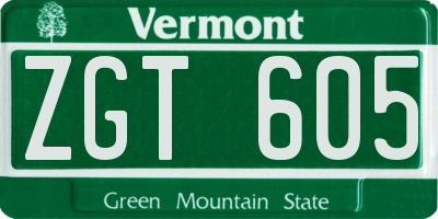 VT license plate ZGT605