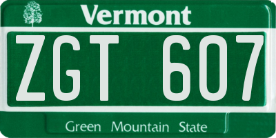 VT license plate ZGT607