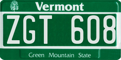 VT license plate ZGT608