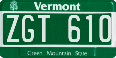 VT license plate ZGT610