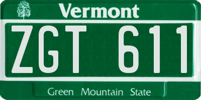 VT license plate ZGT611
