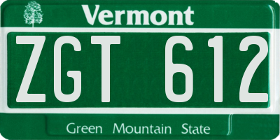 VT license plate ZGT612