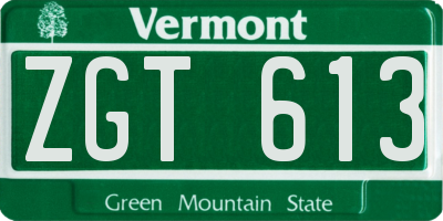 VT license plate ZGT613