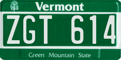 VT license plate ZGT614