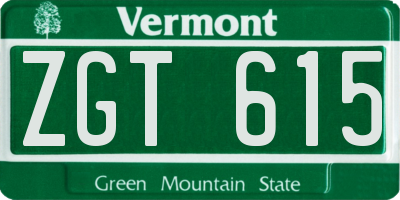 VT license plate ZGT615